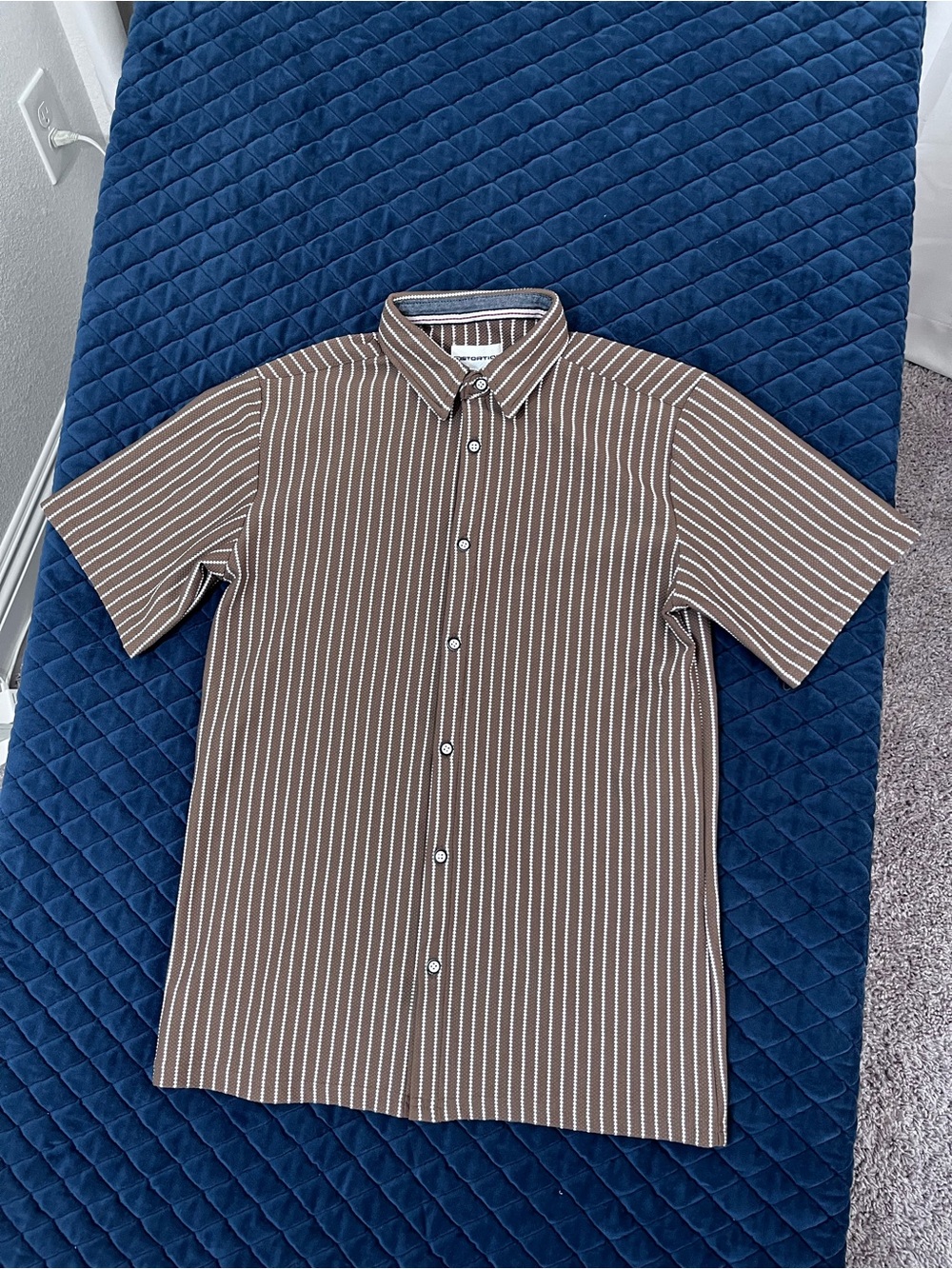 Brown Striped Short-Sleeve Button-Down Shirt for Boys - Casual Wear - Stylish